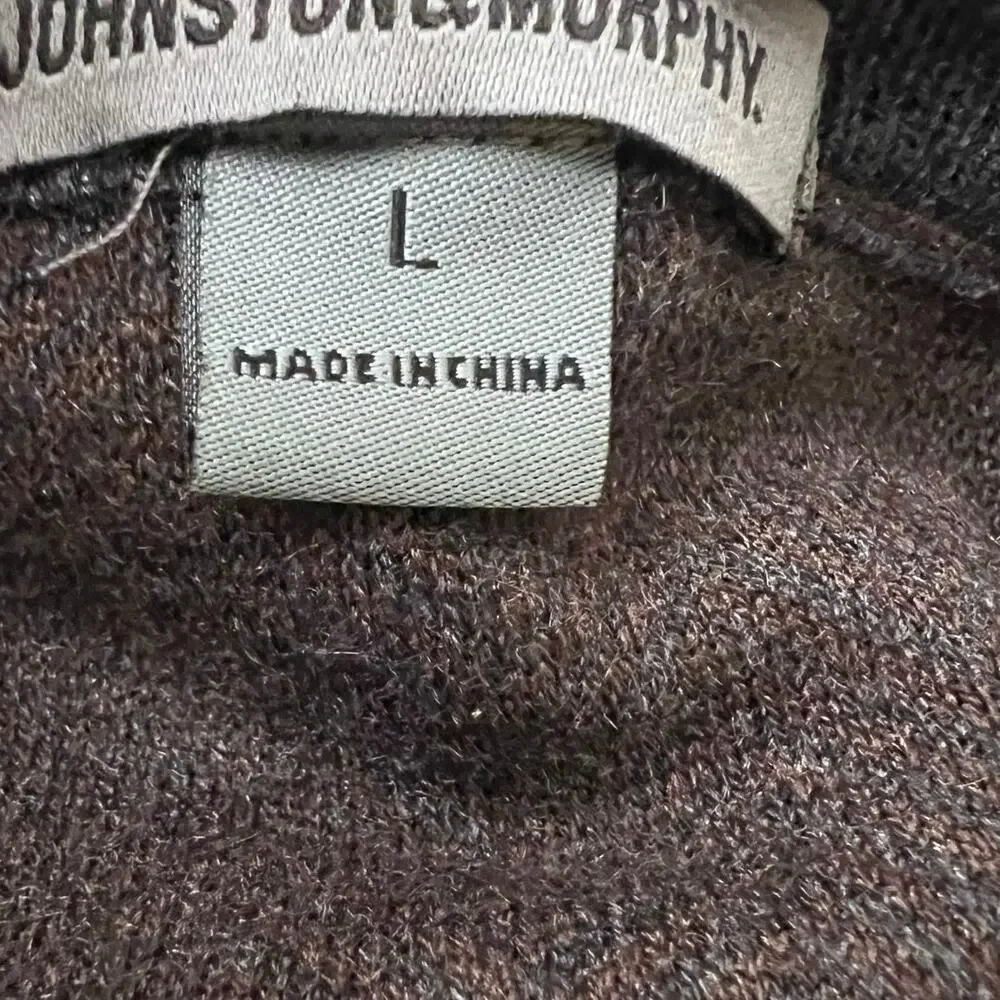 Johnston & Murphy Sweater‎ Silk Angora Blend Sz L Brown Pullover L/S Preppy Fall